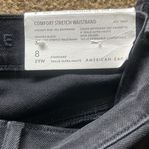 NWT American Eagle Highest Rise ‘90’s Boyfriend Jeans Black Size 8 29W - Picture 4 of 13